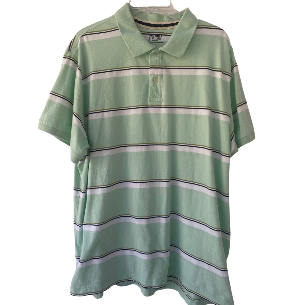 Old Navy Stripe Button Polo Shirt Mens XX-Large Casual Short Sleeve Golf EUC 2XL